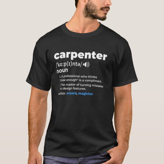 Definition von "Funny Carpenter" - Holzarbeitsplat T-Shirt (Vorderseite)