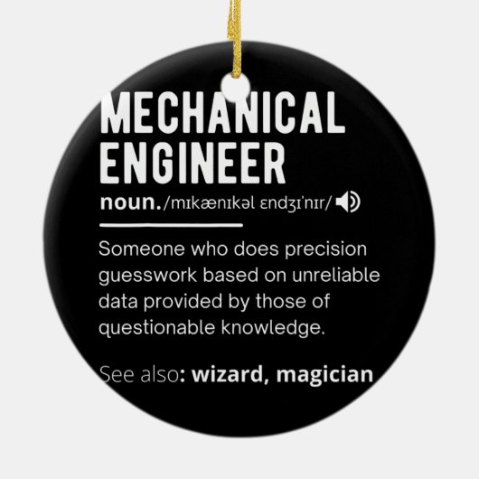 Definition von "Funny Mechanical Engineer" Keramik Ornament (Hinten)