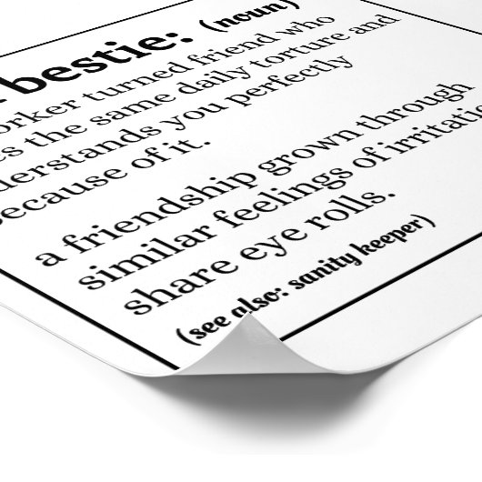 Definition von "Funny Work Bestie" Poster (Ecke)