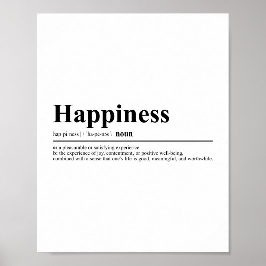 Definition von Glück | Inspiration Zitat Poster (Vorne)