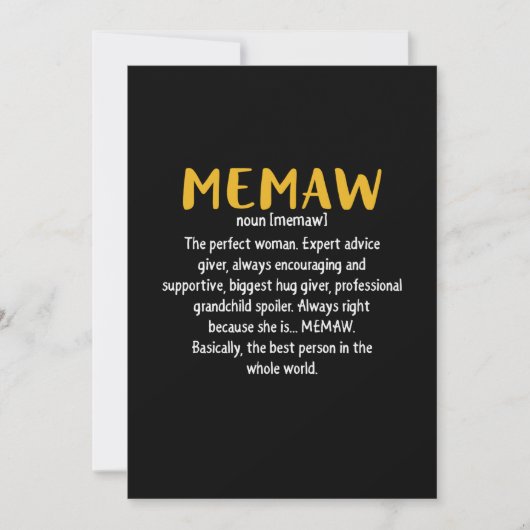 Definition von Mutter Art Memaw Feiertagskarte (Vorderseite)