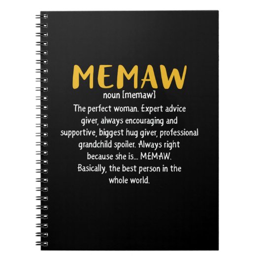 Definition von Mutter Art Memaw Notizblock (Vorderseite)