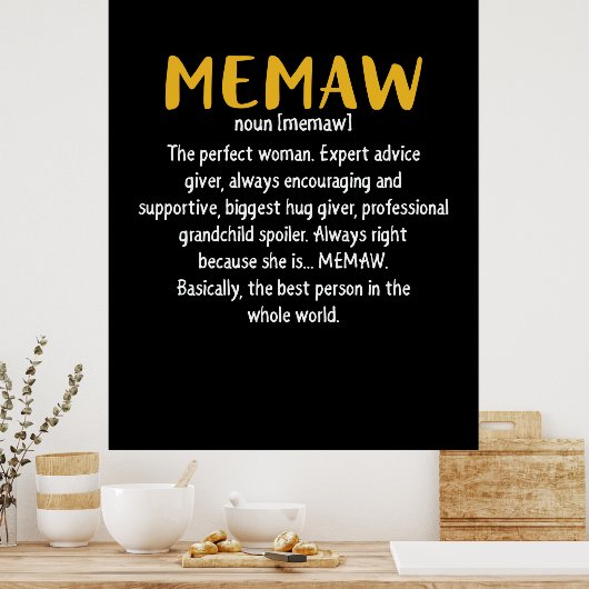 Definition von Mutter Art Memaw Poster (Küche)
