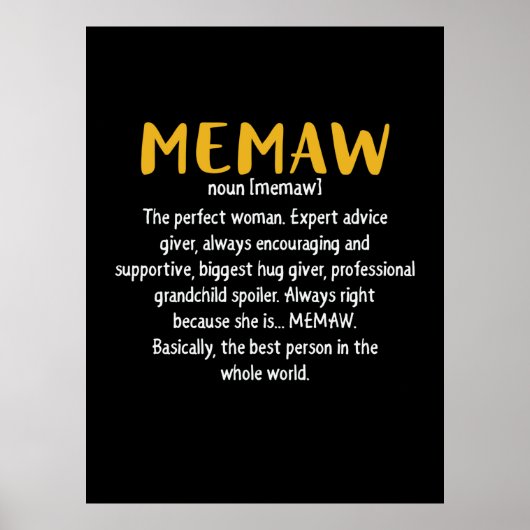 Definition von Mutter Art Memaw Poster (Vorne)