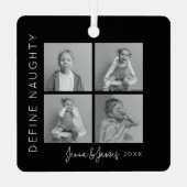 Definition von Naughty | 4 Foto Collage Weihnachts Ornament Aus Metall (Rückseite)