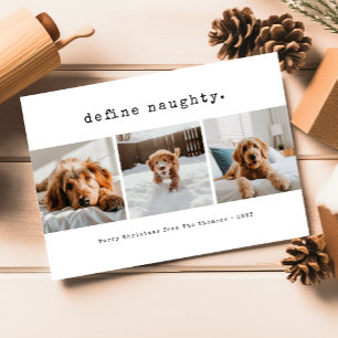 Definition von Naughty Funny Pet Hund Foto Weihnac Feiertagskarte
