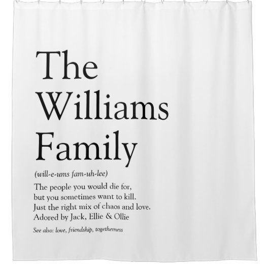 Definition von Schwarz und Weiß Duschvorhang (Vorderseite)