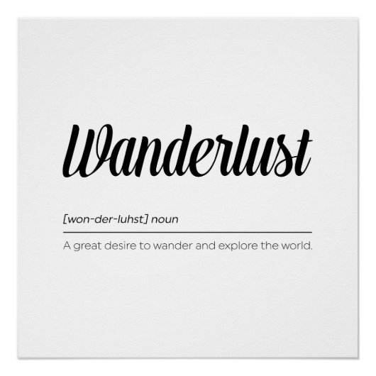 Definition von Wanderlust Poster (Vorderseite)