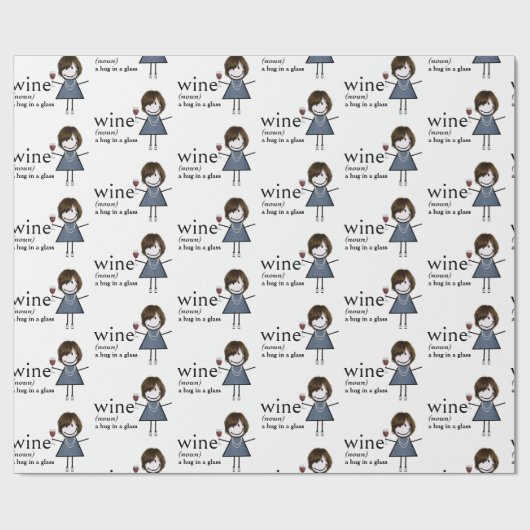 Definition von Wein mit Strichmännchen Geschenkpapier (Flach)