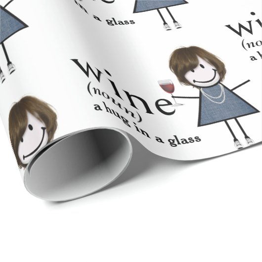 Definition von Wein mit Strichmännchen Geschenkpapier (Rolleneckpunkt)
