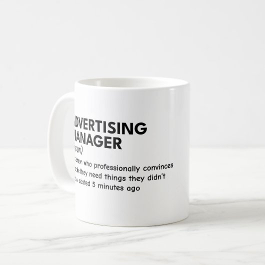 Definition von Witty Marketing Manager Kaffeetasse (Vorderseite Links)