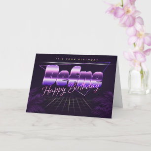 Defne Name Vorname lila retro Karte Geburtstag