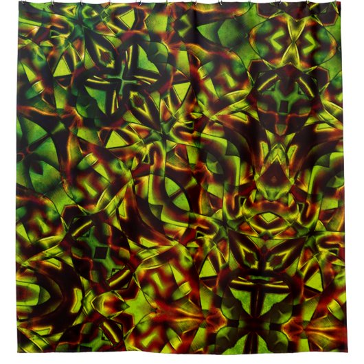 Deformierte Krawatte gebrannter, grüner Bänder Duschvorhang (Vorderseite)