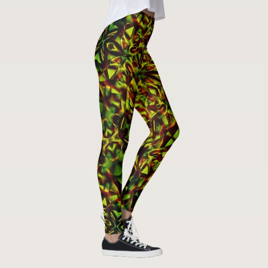 Deformierte Krawatte gebrannter, grüner Bänder Leggings (Rechts)
