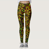 Deformierte Krawatte gebrannter, grüner Bänder Leggings (Vorderseite)