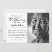 Deft Black Calligraphy Celebration Life Funeral Dankeskarte (Vorderseite)