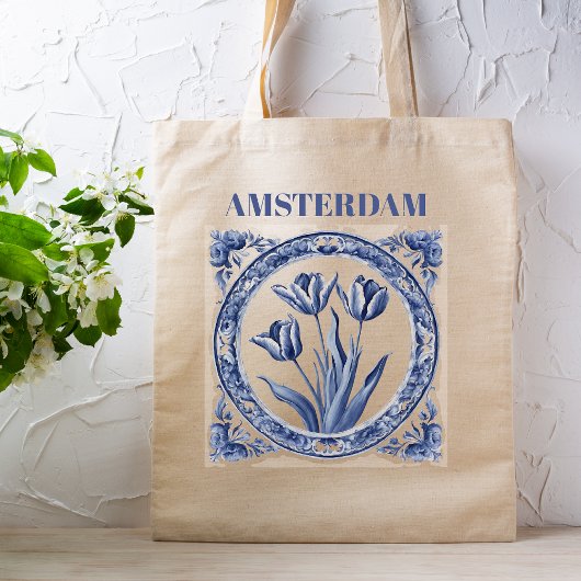Deft Blue Tulip Amsterdam Souvenir Tragetasche