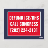Defund DHS/ICE Congress Call to Action Postkarte (Rückseite)