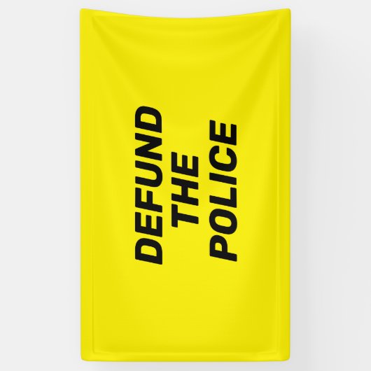 Defund the Police gelb moderne schwarze Typografie Banner (Vertikal)