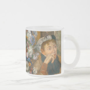 Degas A Women sitzt neben einer Vase von Blume Mattglastasse