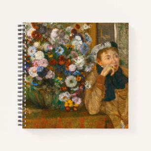 Degas A Women sitzt neben einer Vase von Blume Notizblock
