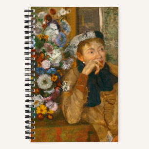 Degas A Women sitzt neben einer Vase von Blume Notizblock