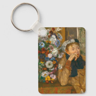 Degas A Women sitzt neben einer Vase von Blume Schlüsselanhänger