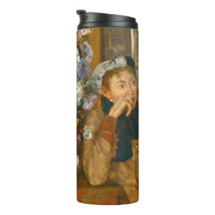 Degas A Women sitzt neben einer Vase von Blume Thermosbecher