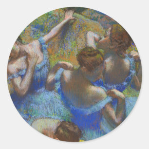 Degas Blaue Tänzerinnen Pastell-Feinbild Meisterwe Runder Aufkleber