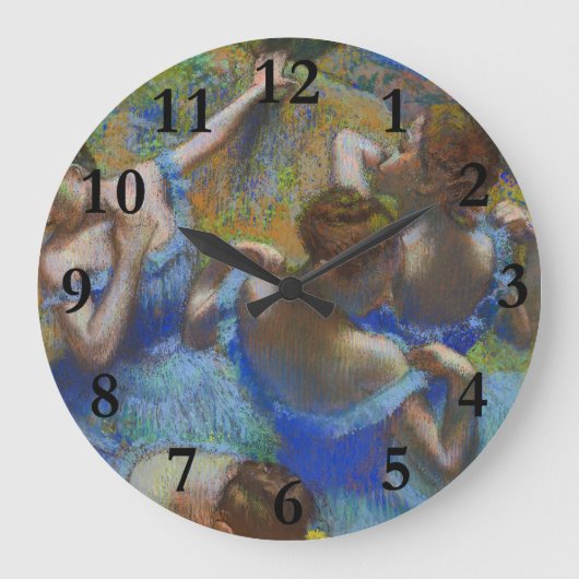 Degas Blue Dancers Pastel Fine Art Masterpiece Große Wanduhr (Vorderseite)