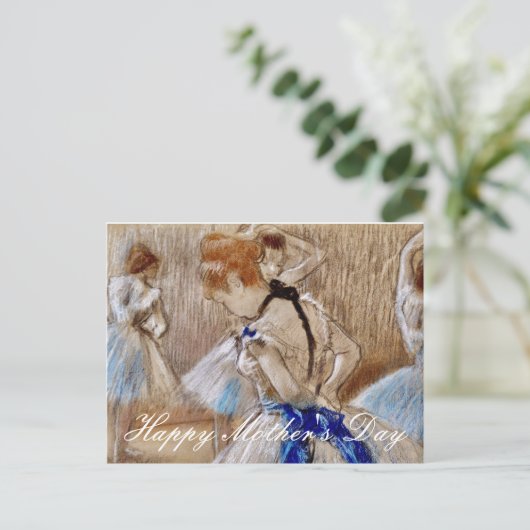 Degas Dancer mit blauem Band Postkarte (Stehend Vorderseite)