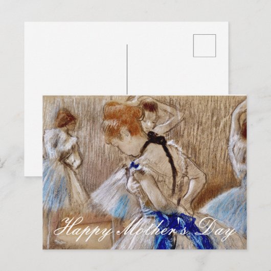 Degas Dancer mit blauem Band Postkarte (Vorne/Hinten)