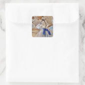 Degas Dancer mit blauem Band Quadratischer Aufkleber (Tasche)