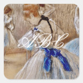 Degas Dancer mit blauem Band Quadratischer Aufkleber (Vorderseite)