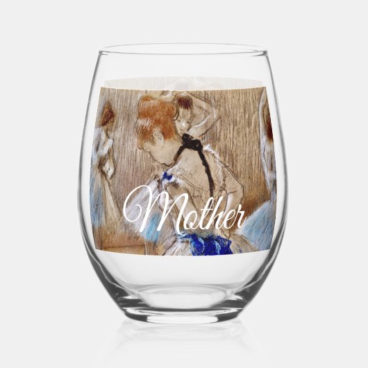 Degas Dancer With Blue Ribbon Drinkware Set Weinglas Ohne Stiel (Rückseite)