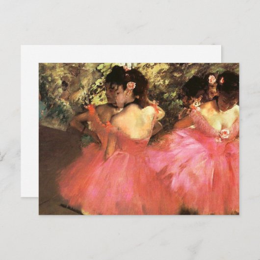 Degas Dancers in rosa Postkarte (Vorne/Hinten)