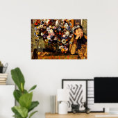 Degas - Eine Frau sitzt neben einer Vase von Blume Poster (Heimbüro)