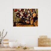Degas - Eine Frau sitzt neben einer Vase von Blume Poster (Küche)