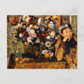 Degas - Eine Frau sitzt neben einer Vase von Blume Postkarte (Vorderseite)