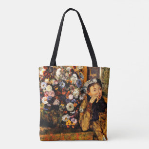 Degas - Eine Frau sitzt neben einer Vase von Blume Tasche