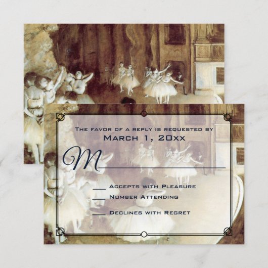 Degas' Probe über Bühne Wedding RSVP Karte (Vorne/Hinten)