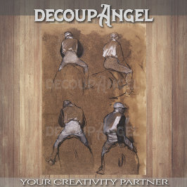 Degas- Studien über eine Jockey-Decoupage Seidenpapier