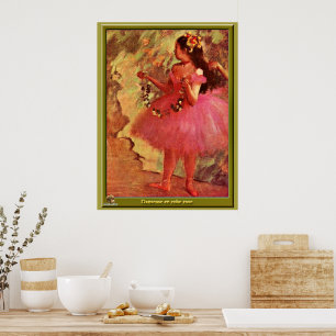 Degas - Tänzer in rosa Kleid Poster