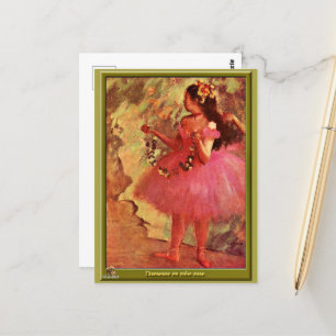 Degas - Tänzer in rosa Kleid Postkarte