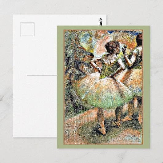 Degas - Tänzer, rosa und grün Postkarte (Vorne/Hinten)