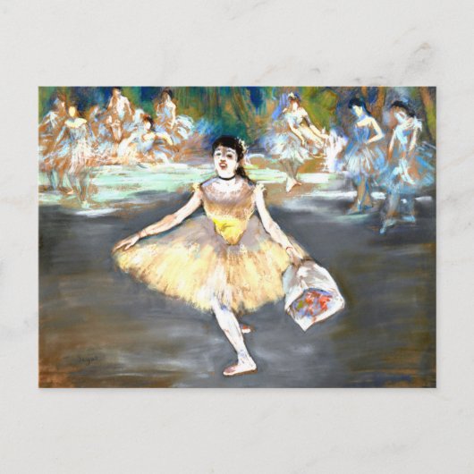Degas - Tänzerin mit einem Blumenstrauß Postkarte (Vorderseite)