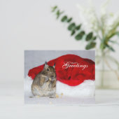 Degu & Weihnachtsmannmütze - Grüße der Saison Feiertagspostkarte (Stehend Vorderseite)
