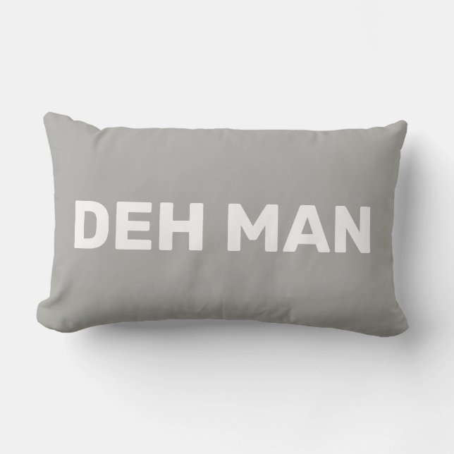 "DEH MAN" | Jungfrau Islands Slang White Text, Gra Lendenkissen (Vorderseite)
