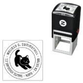 Dehnende schwarze Katze Rücksendeadresse Permastempel (Beispiel)