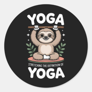 Dehnung der Definition von Yoga Faultier _2  Runder Aufkleber